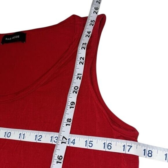 Rae Mode Womens Sleeveless Red Tank Top With Scoop Neck & Curved Hemline - Picture 6 of 7